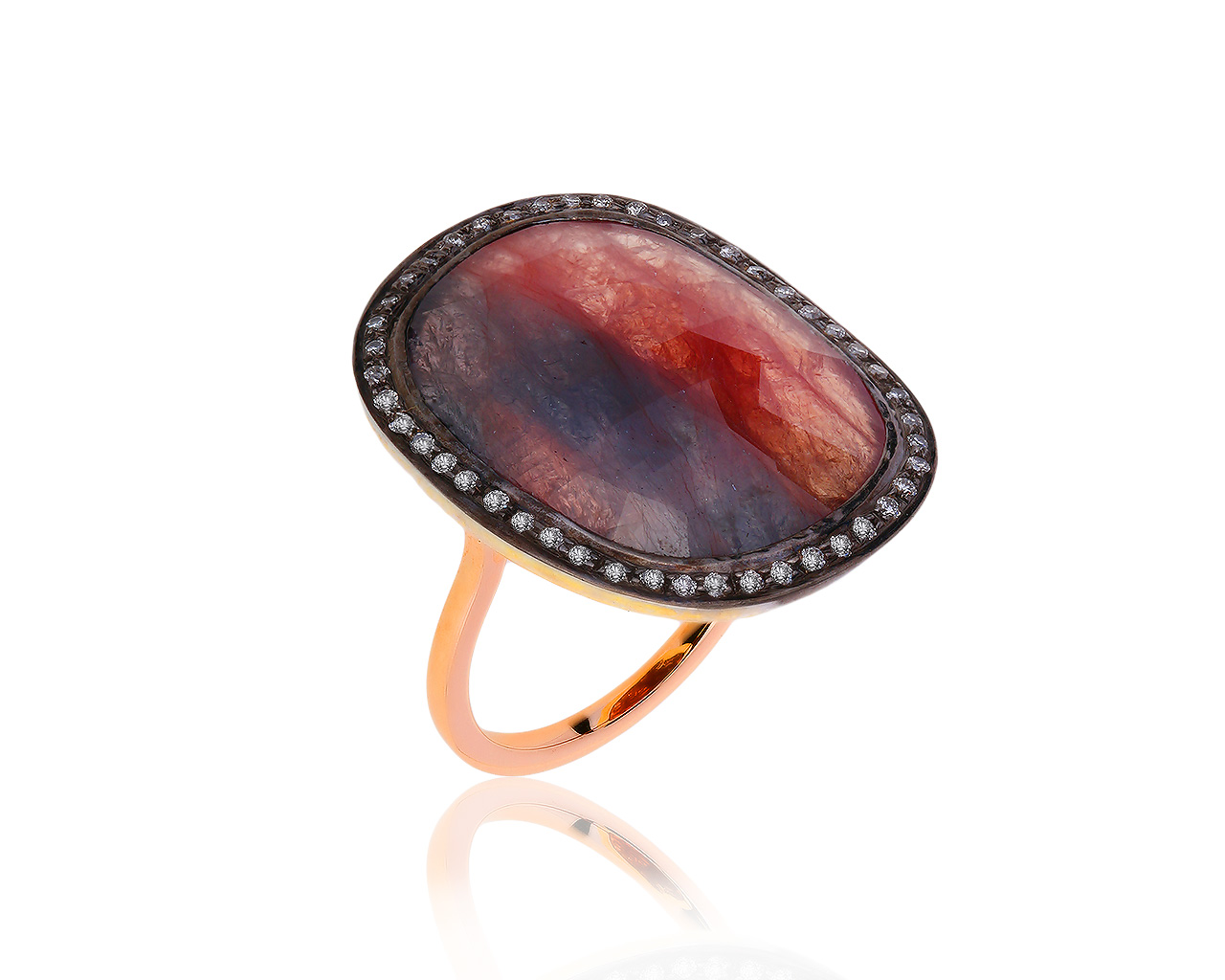 Внушительное золотое кольцо с коричневым сапфиром 13.54ct 010919/3