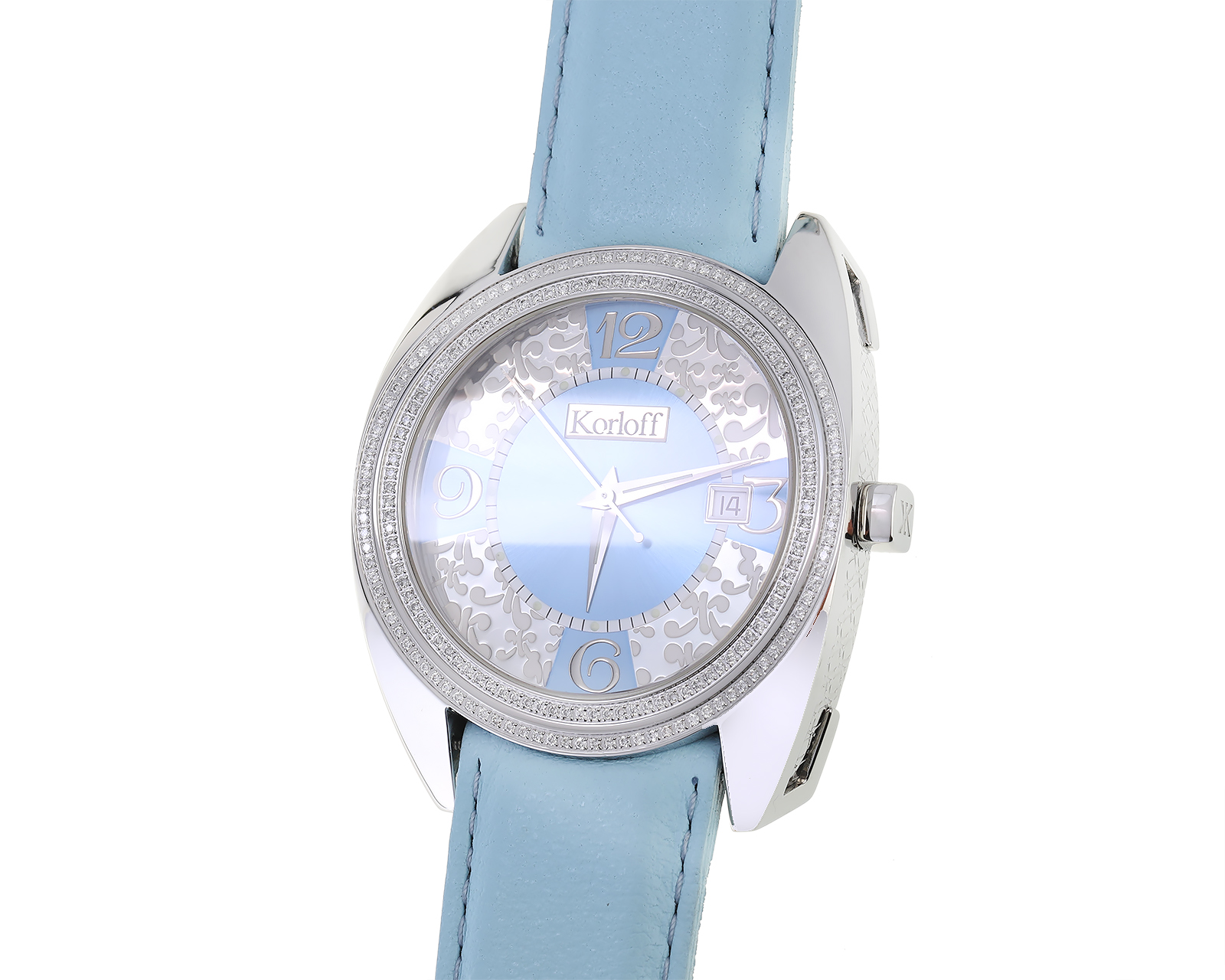 Оригинальные стальные часы с бриллиантами 0.80ct Korloff 280623/10
