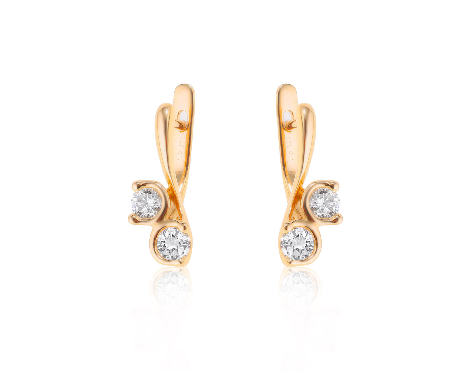 Чарующие золотые серьги с бриллиантами 0.82ct