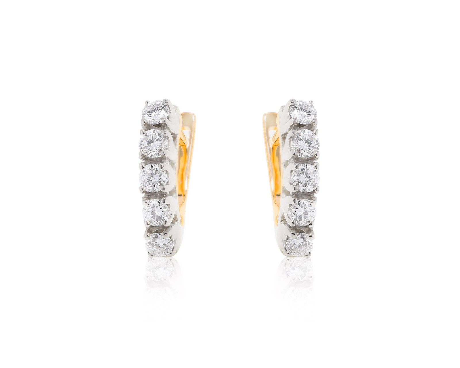 Нарядные золотые серьги с бриллиантами 1.10ct