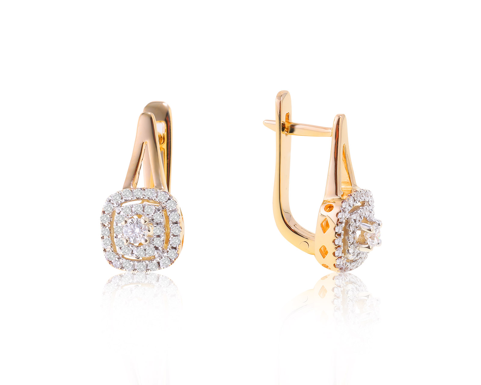 Богатые золотые серьги с бриллиантами 0.46ct 291122/21