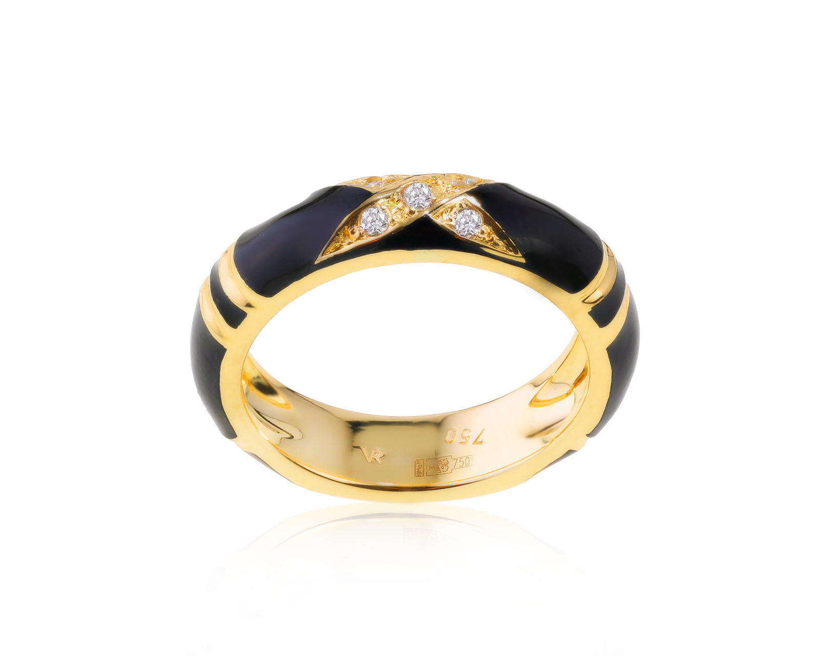 Стильное золотое кольцо с бриллиантами 0.07ct