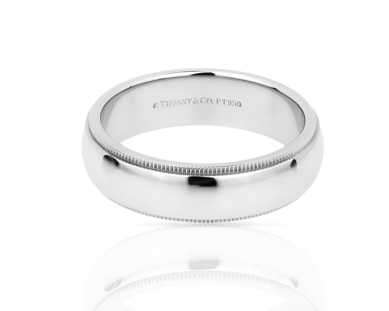 Платиновое обручальное кольцо Tiffany&Co Milgrain