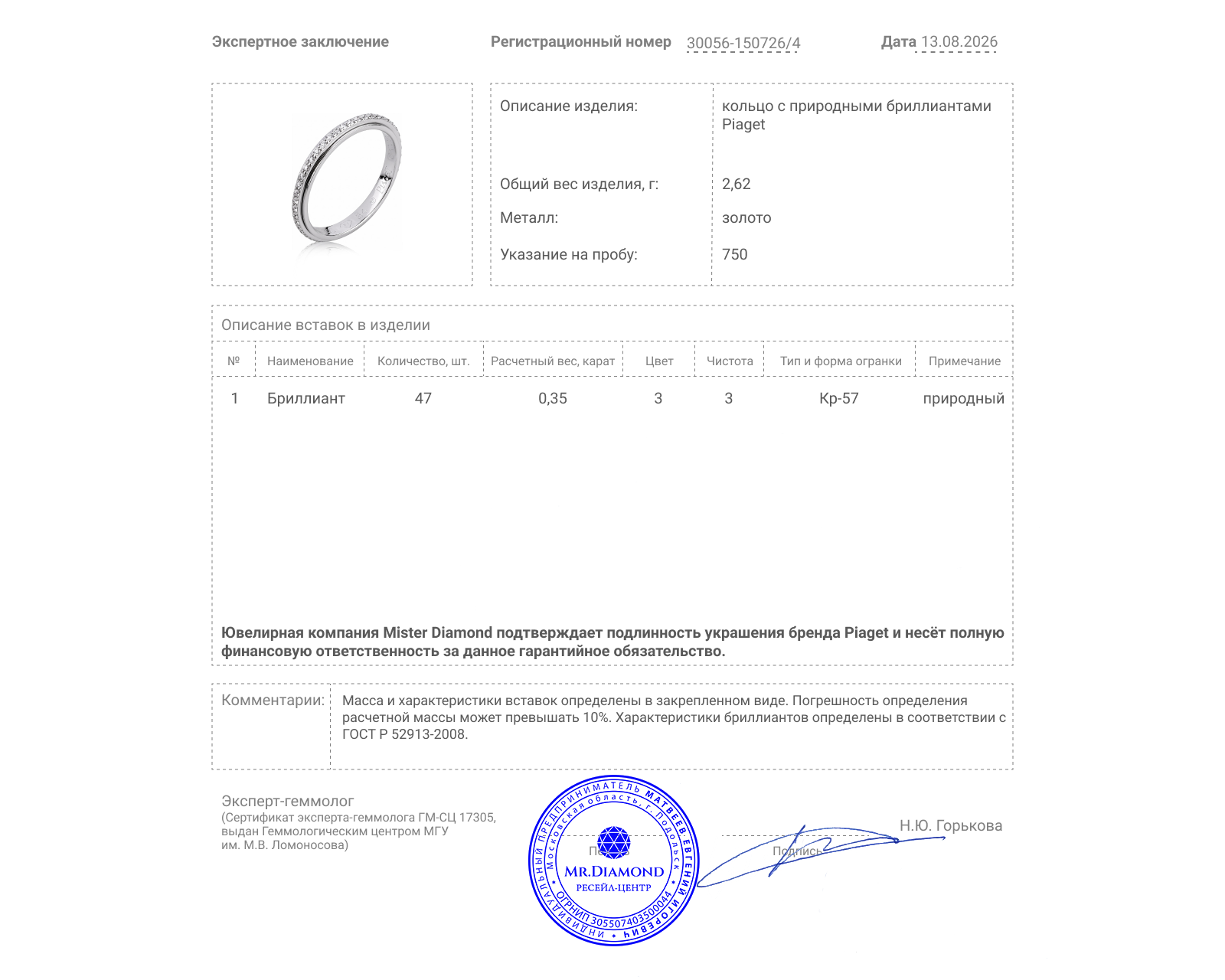 Оригинальное золотое кольцо с бриллиантами 0.35ct Piaget Possession