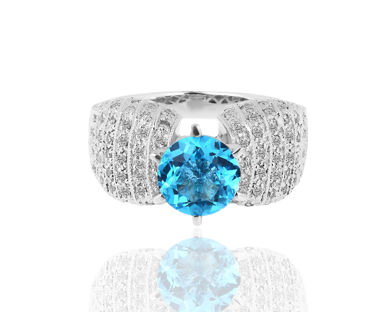 Золотое кольцо с топазом и бриллиантом 0.40ct 151218/3