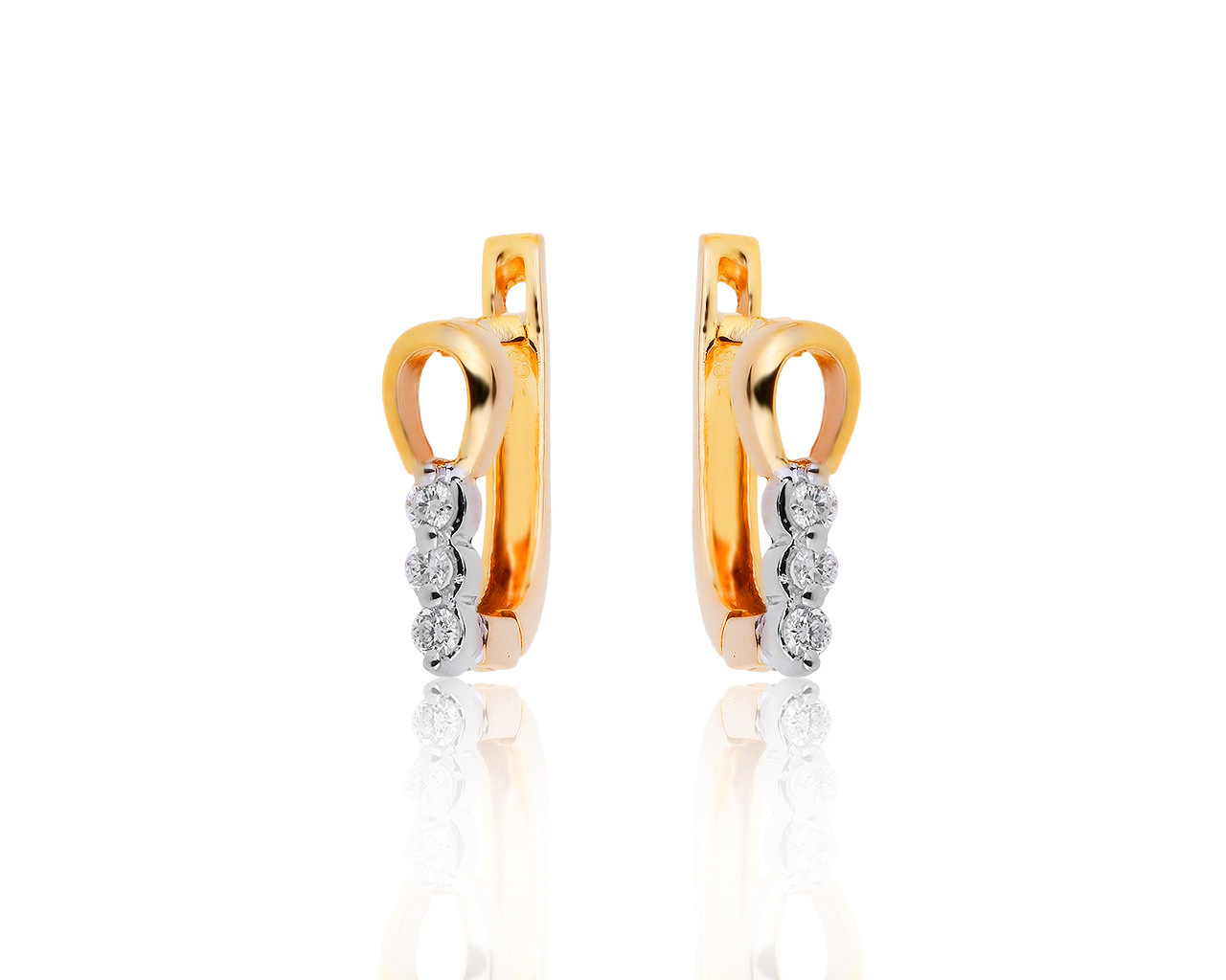 Эстетичные золотые серьги с бриллиантами 0.15ct 021019/13