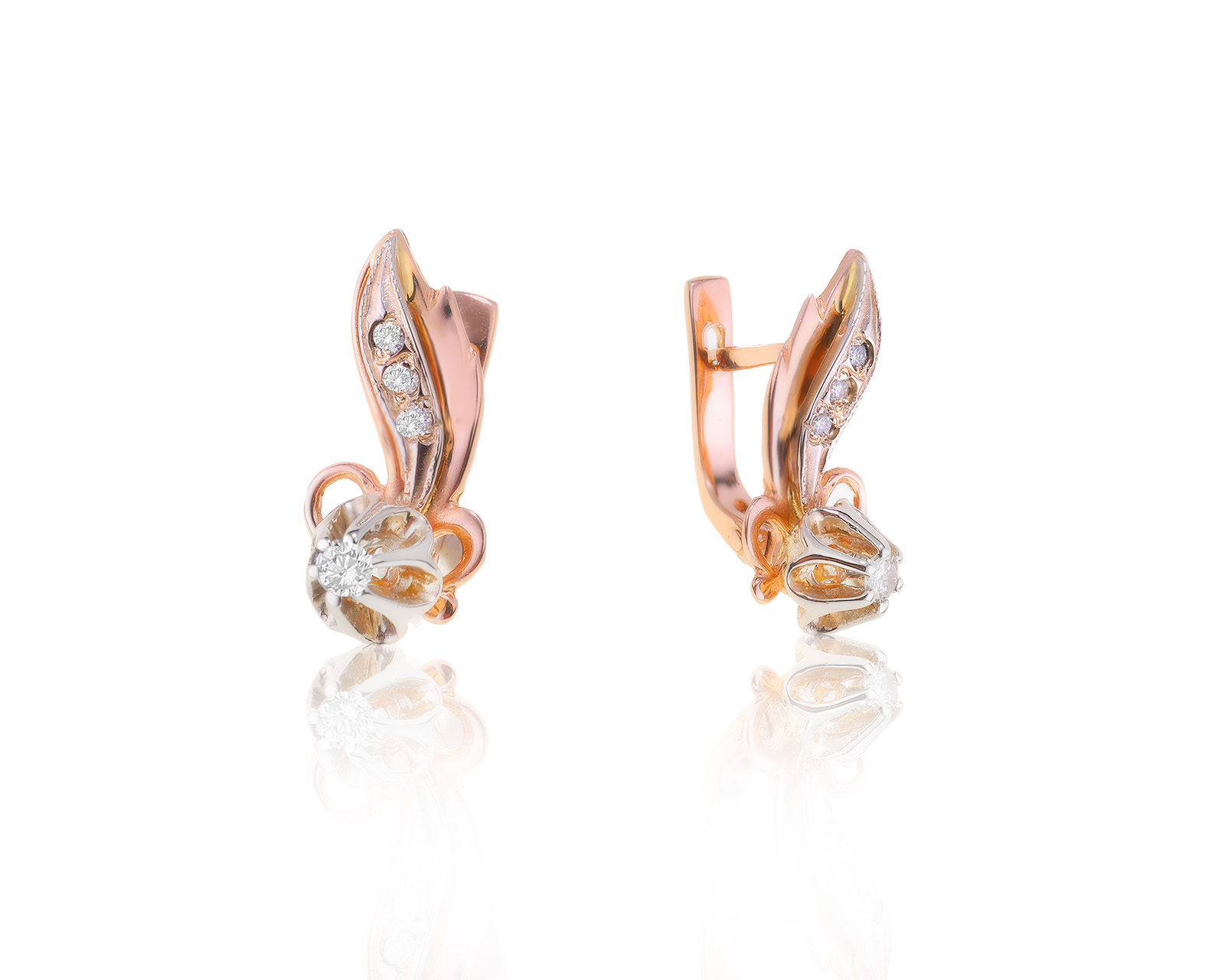 Золотые серьги с бриллиантами 0.18ct 240523/2