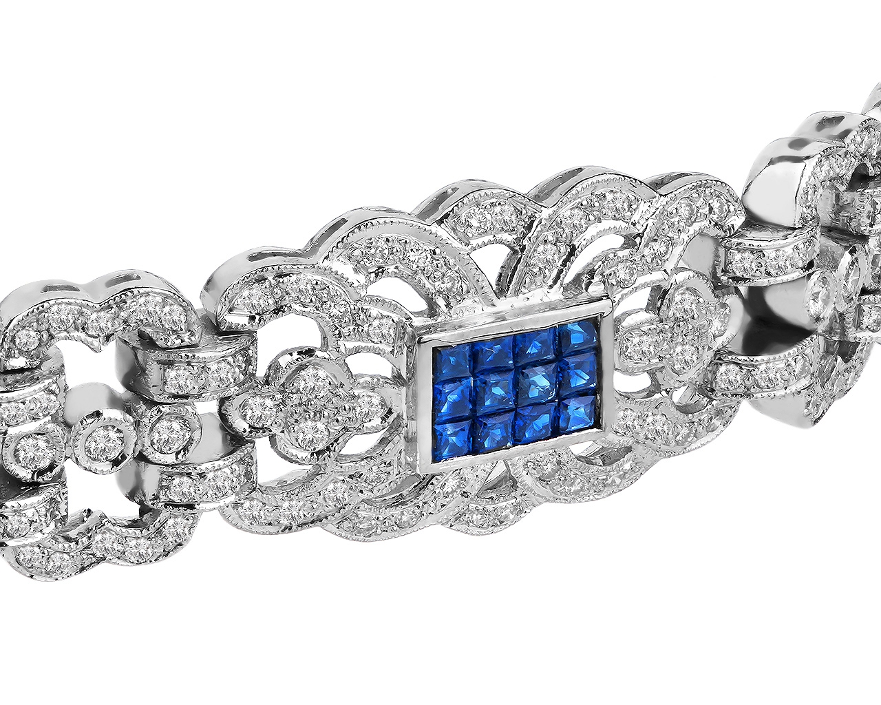 Золотой браслет с сапфирами 2.20ct и бриллиантами 2.62ct