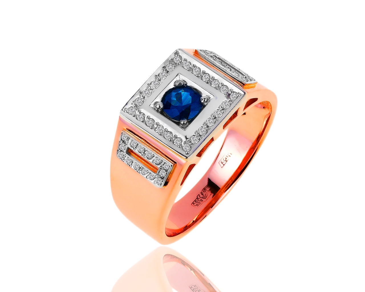 Золотое кольцо с бриллиантами 0.21ct и сапфиром 0.40ct 290519/8