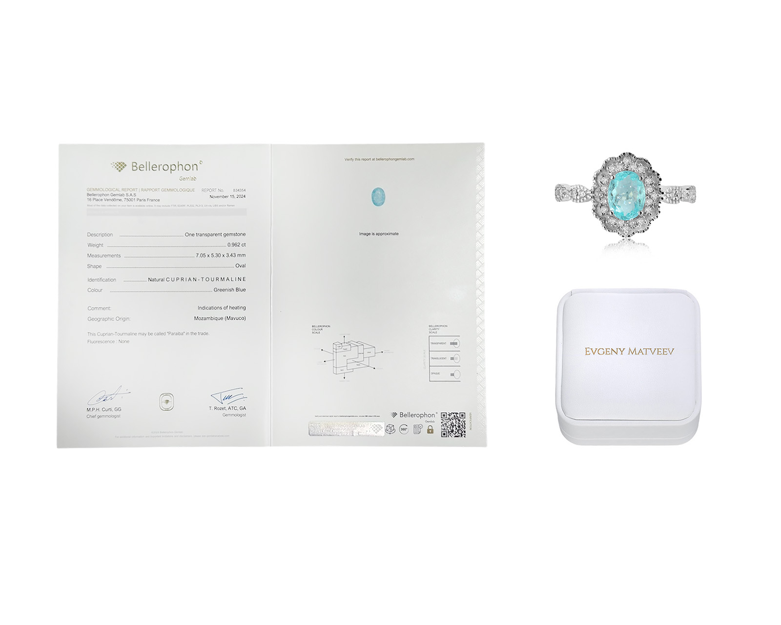 Золотое кольцо с турмалином параиба Мозамбик 0.96ct Evgeny Matveev