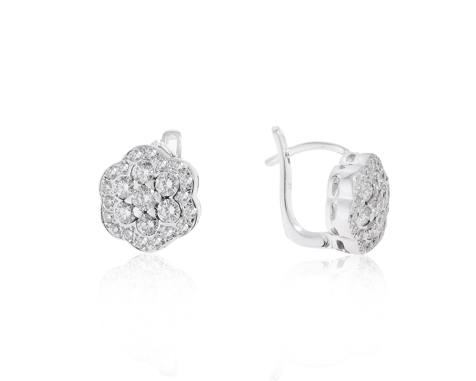 Богатые золотые серьги с бриллиантами 1.22ct 100822/15