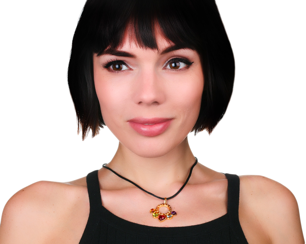 Яркая золотая подвеска с цветными камнями Bvlgari Allegra