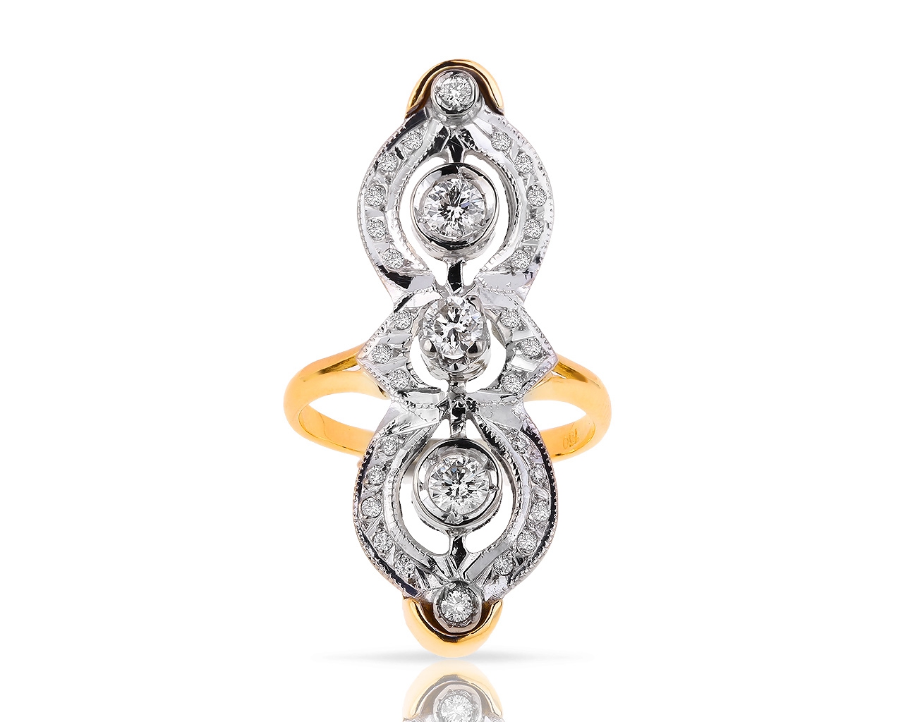 Винтажное золотое кольцо с бриллиантами 0.73ct 290518/1