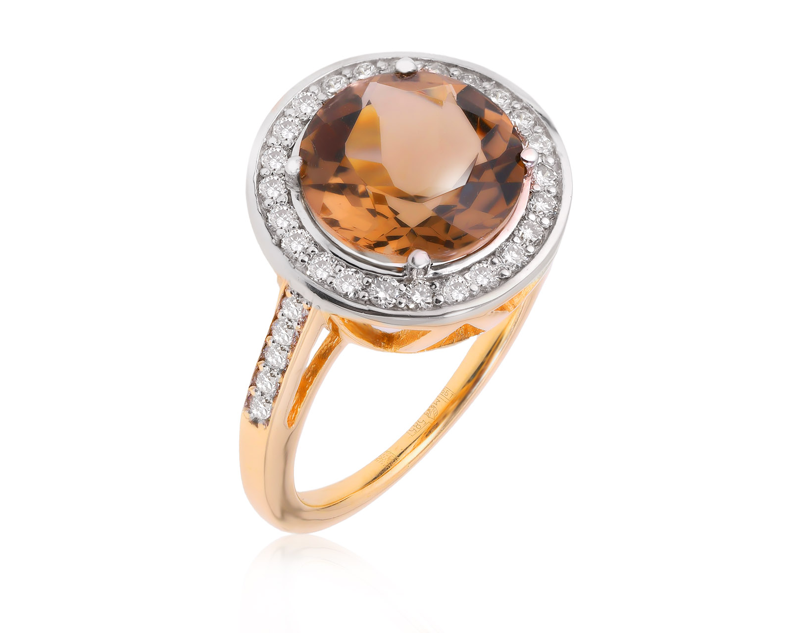 Золотое кольцо с дымчатым кварцем 3.00ct 110825/1