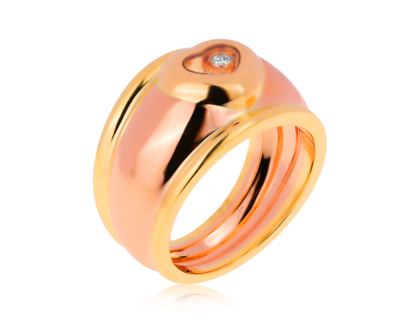 Оригинальное золотое кольцо с бриллиантом 0.04ct Chopard Happy Diamonds 300920/7