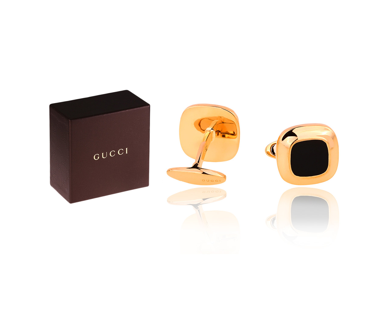 Золотые запонки с ониксом Gucci