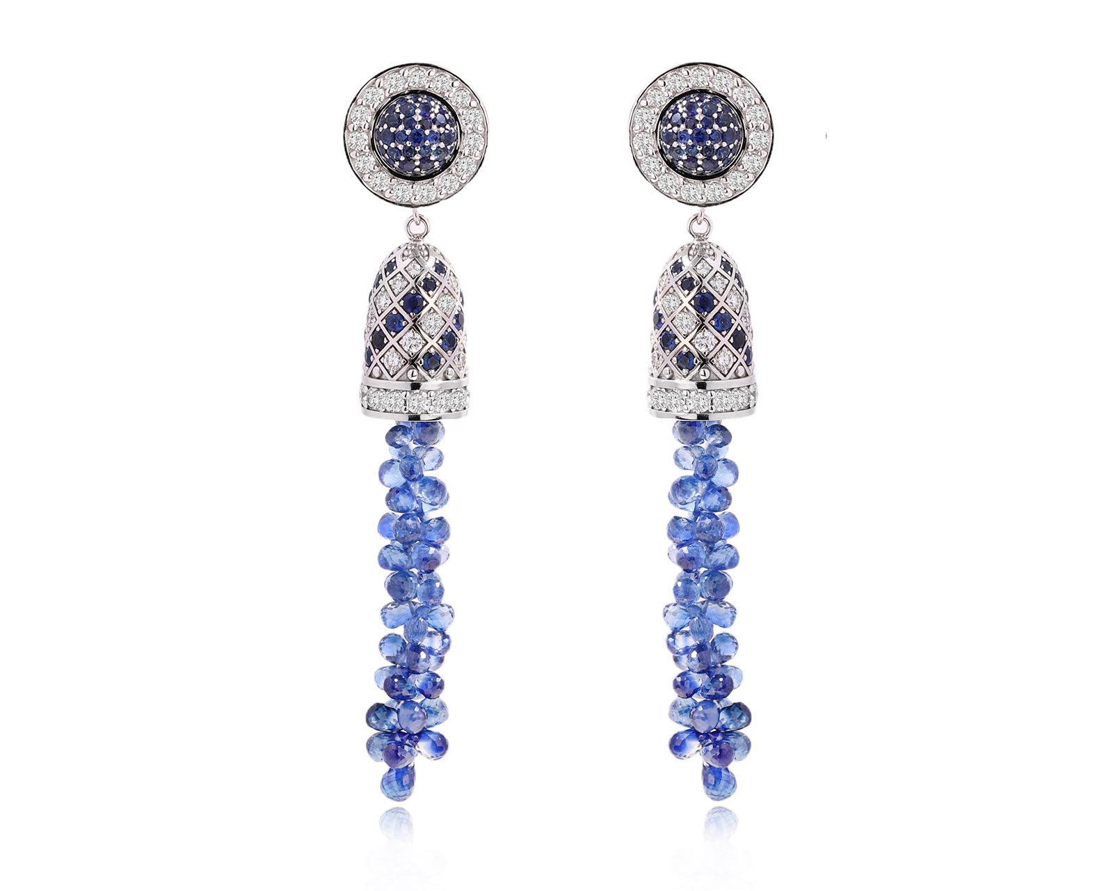 Золотые серьги с сапфирами 27.14ct и бриллиантами 3.17ct Evgeny Matveev 151025/Б133