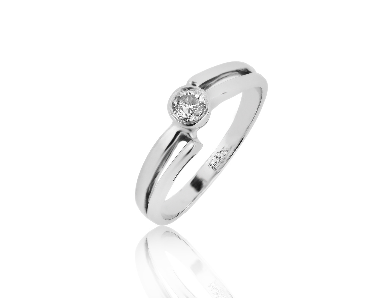 Стильное золотое кольцо с бриллиантом 0.17ct 300318/2 Стильное золотое кольцо с бриллиантом 0.17ct 300318/2