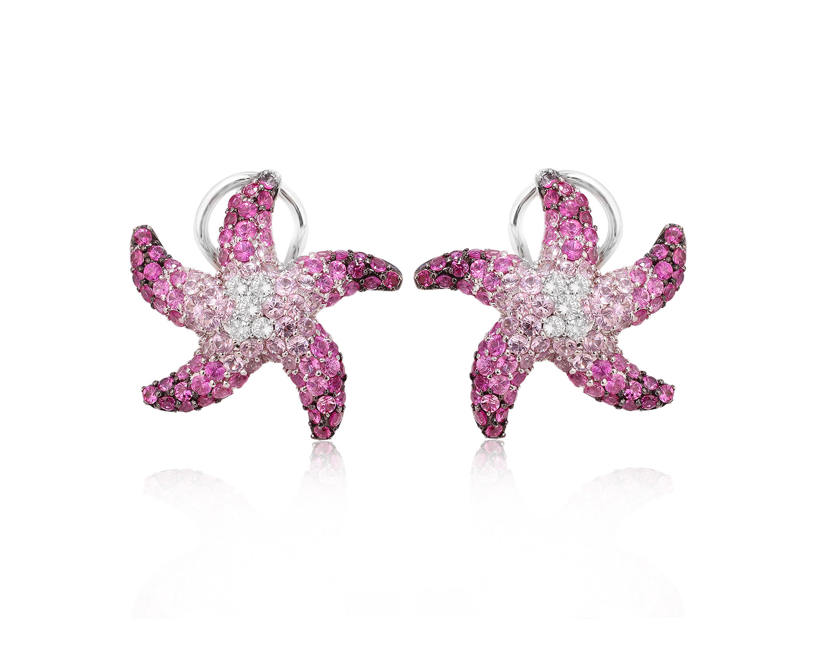 Золотые серьги с сапфирами 3.23ct и бриллиантами 0.21ct 221025/6