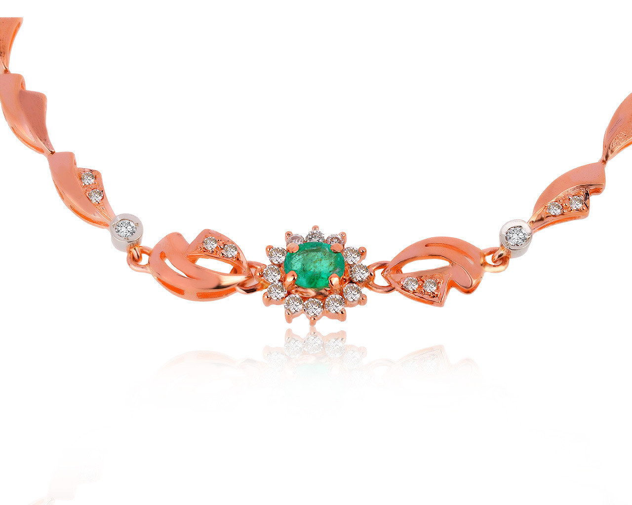 Винтажный золотой браслет с изумрудом 0.22ct