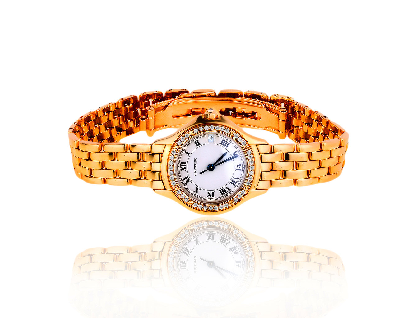 Оригинальные золотые часы с бриллиантами 0.32ct Cartier 290719/2