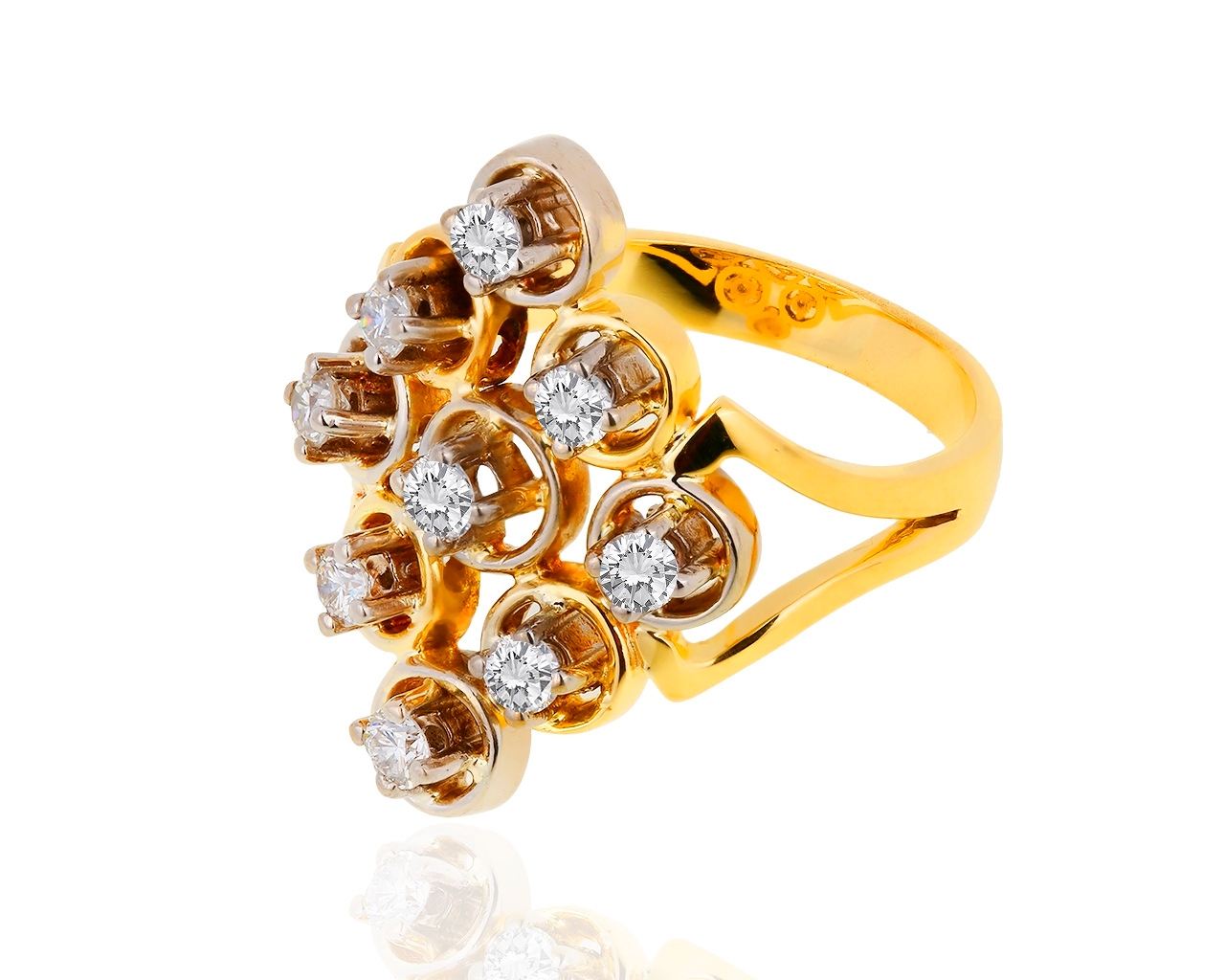 Золотое кольцо с бриллиантами 0.72ct