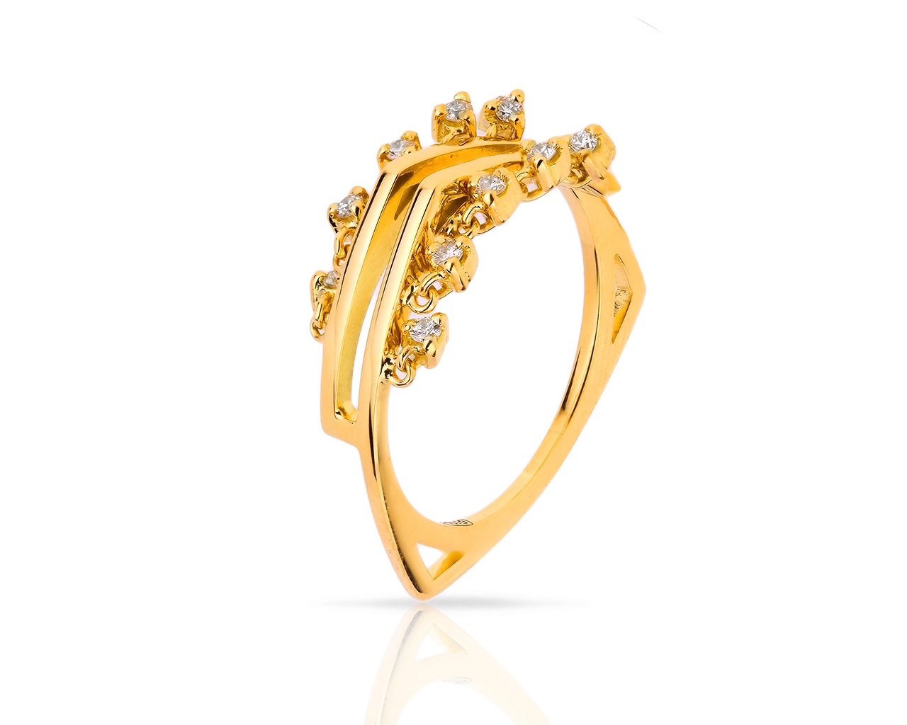 Экстравагантное золотое кольцо с бриллиантами 0.12ct 050518/15