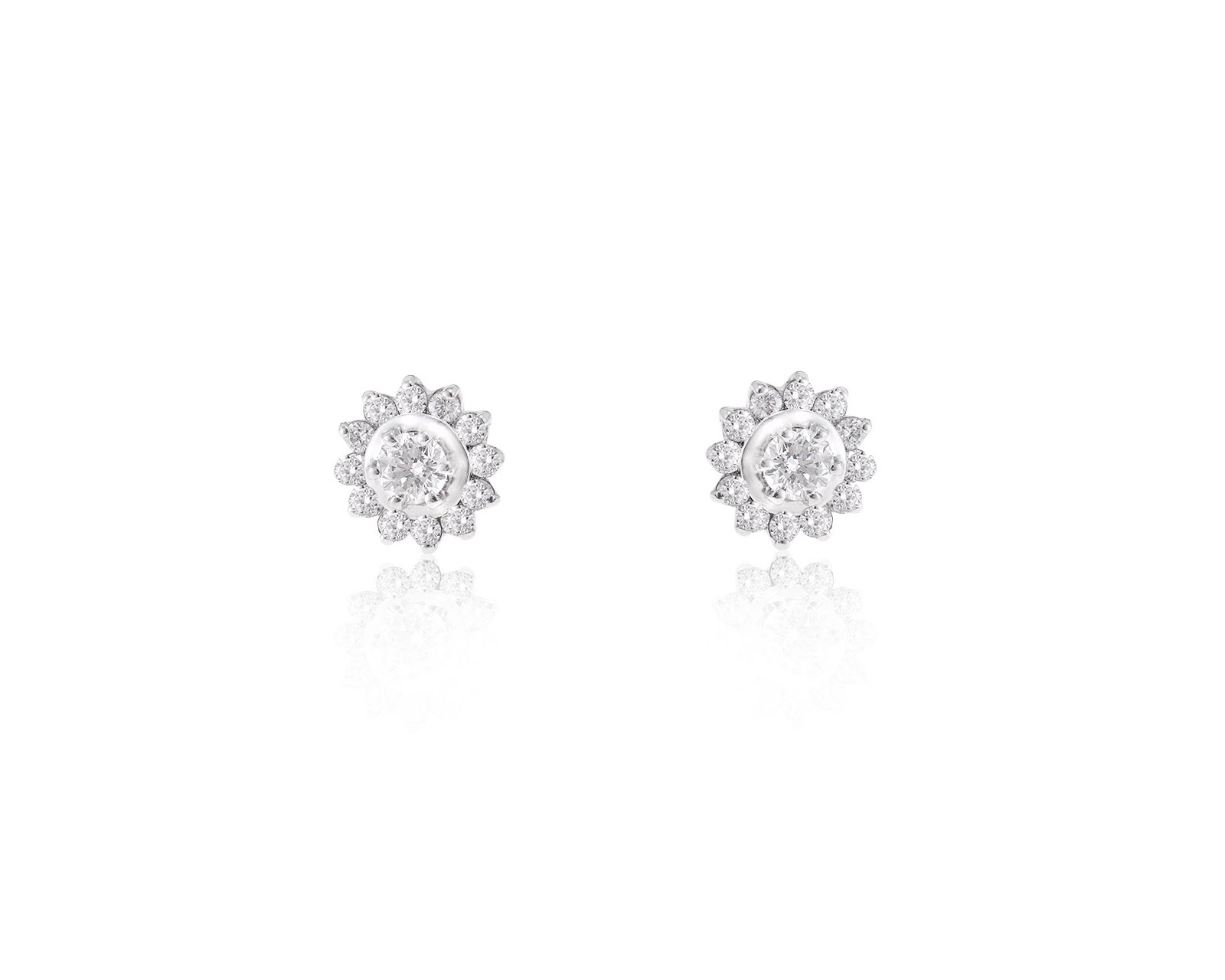 Прелестные золотые серьги с бриллиантами 0.61ct