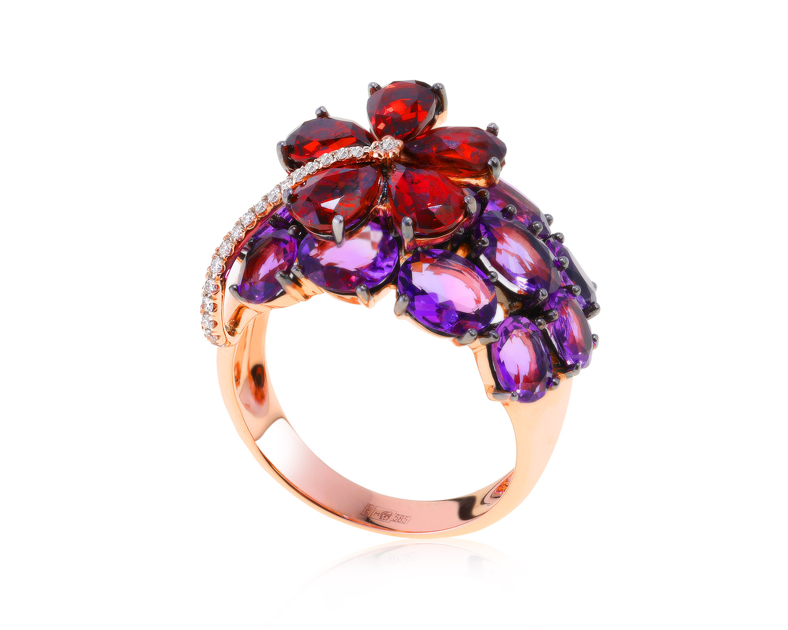 Притягательное золотое кольцо с аметистами 5.30ct 071221/4