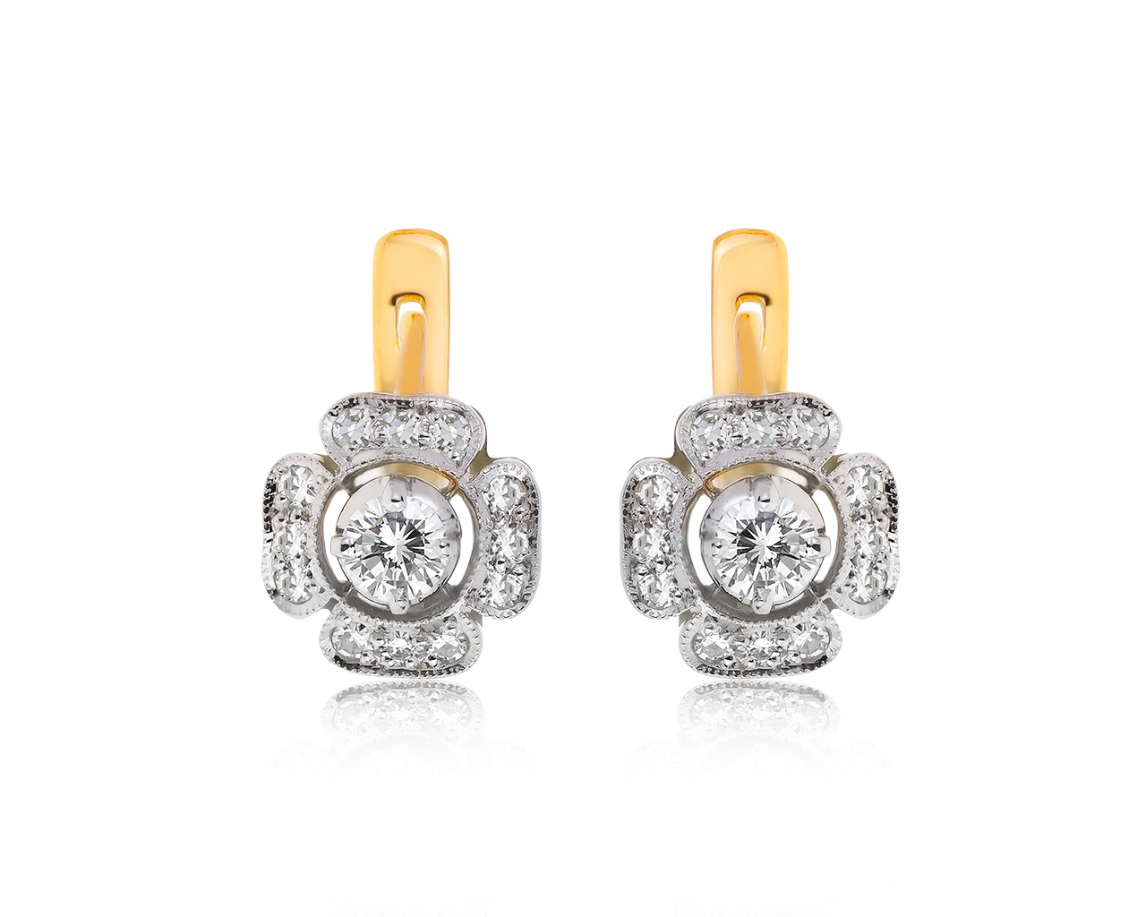 Винтажные золотые серьги с бриллиантами 0.58ct СССР 291020/5