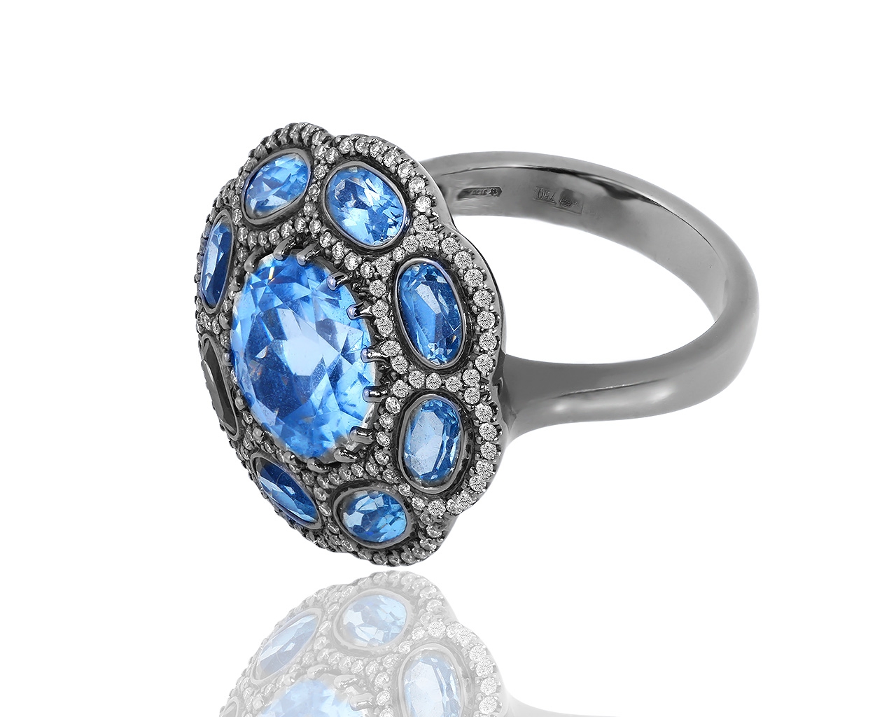 Оригинальное золотое кольцо с топазами и бриллиантами 0.37ct Crivelli 060419/1