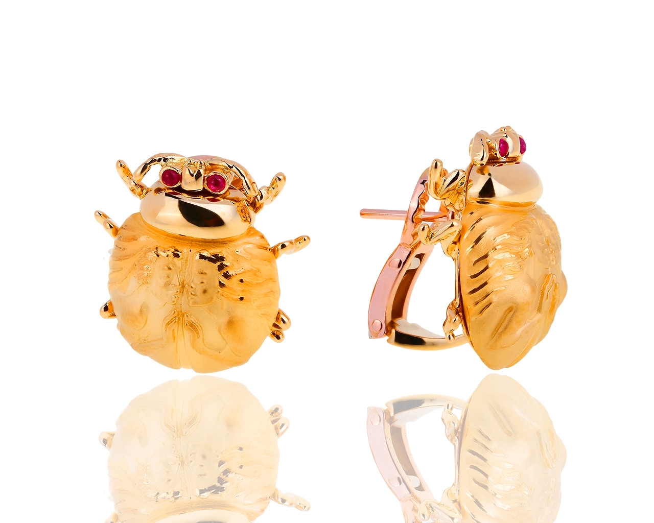Золотые серьги с рубинами Carrera y Carrera Scarab Beetle
