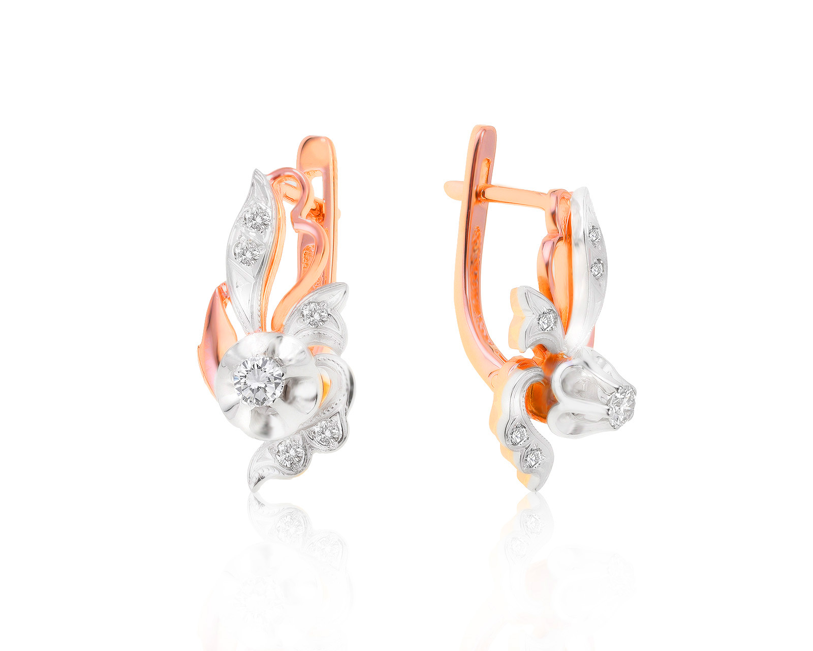 Нарядные золотые серьги с бриллиантами 0.40ct 091121/1