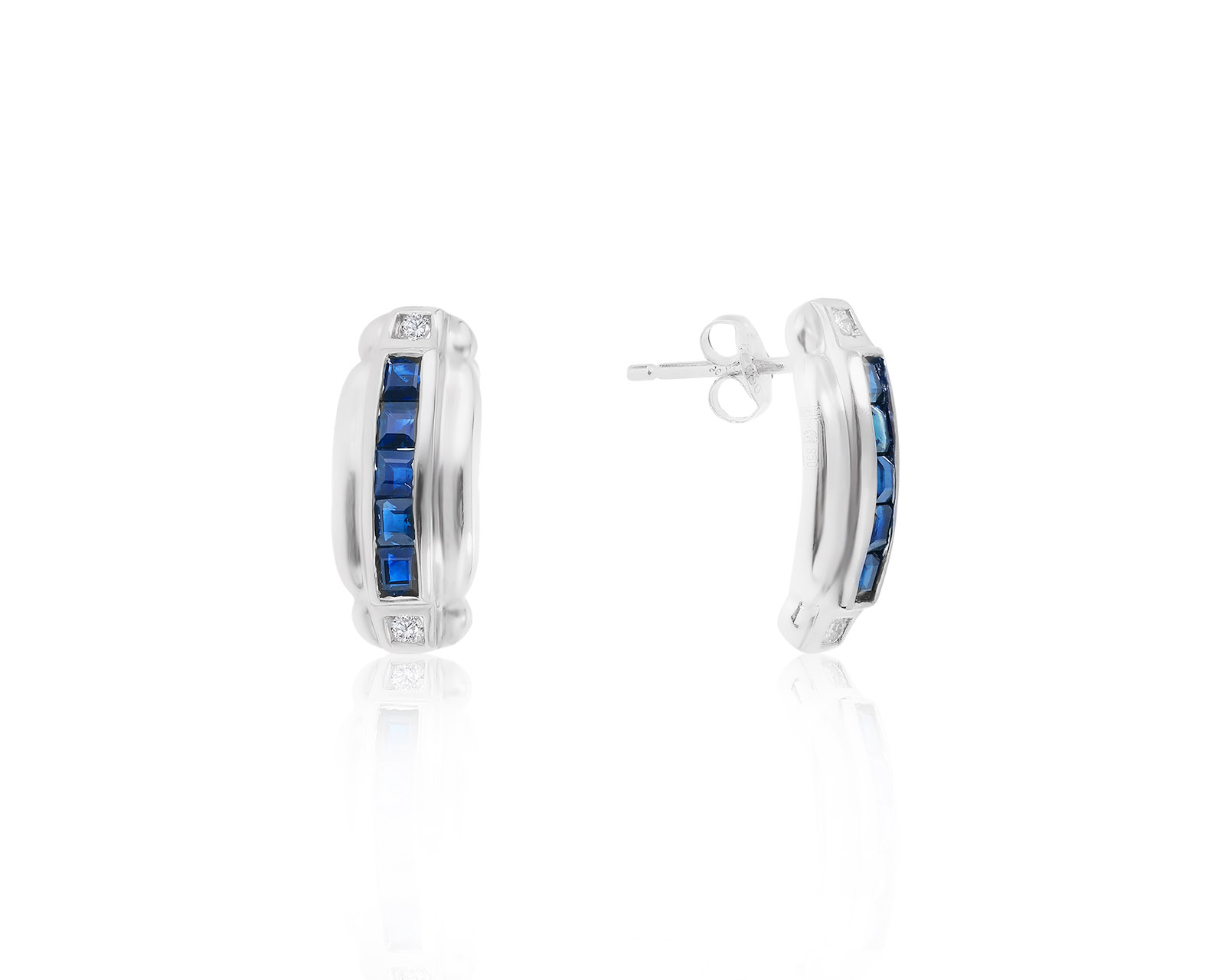 Модные платиновые серьги с сапфирами 1.05ct 130722/5