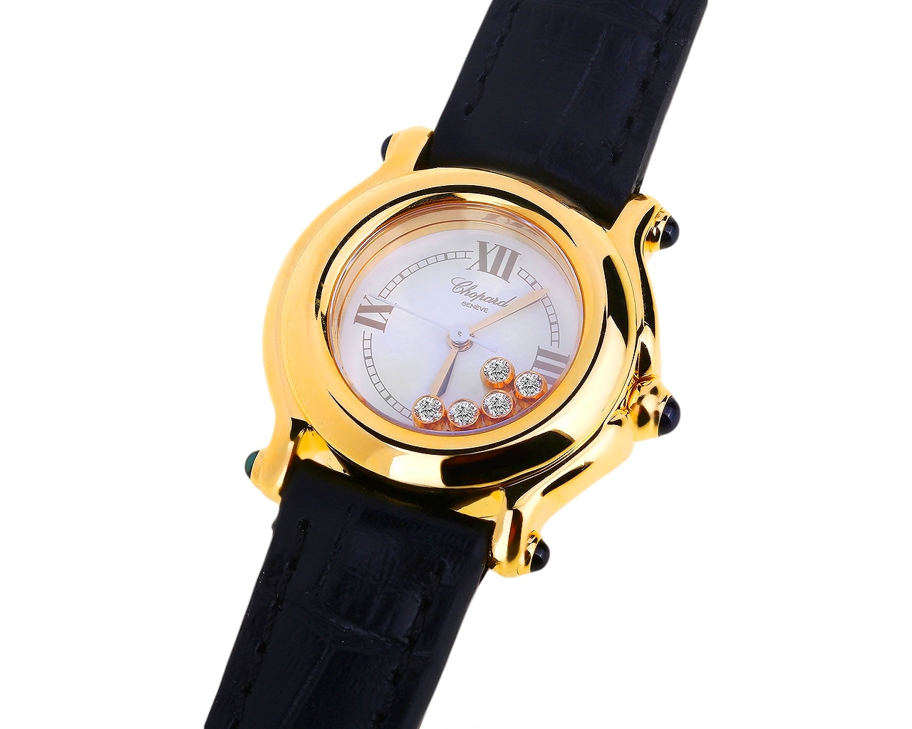 Золотые часы с бриллиантами и сапфирами Chopard Happy Sport 021118/3 Золотые часы с бриллиантами и сапфирами Chopard Happy Sport 021118/3