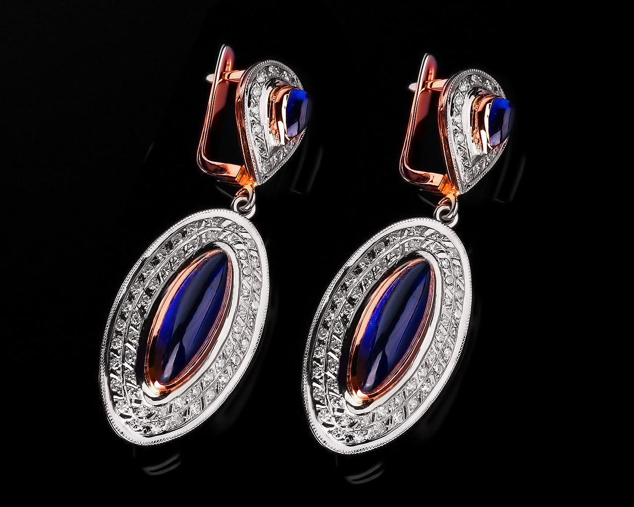 Волшебные бриллиантовые серьги с сапфирами 260617/6