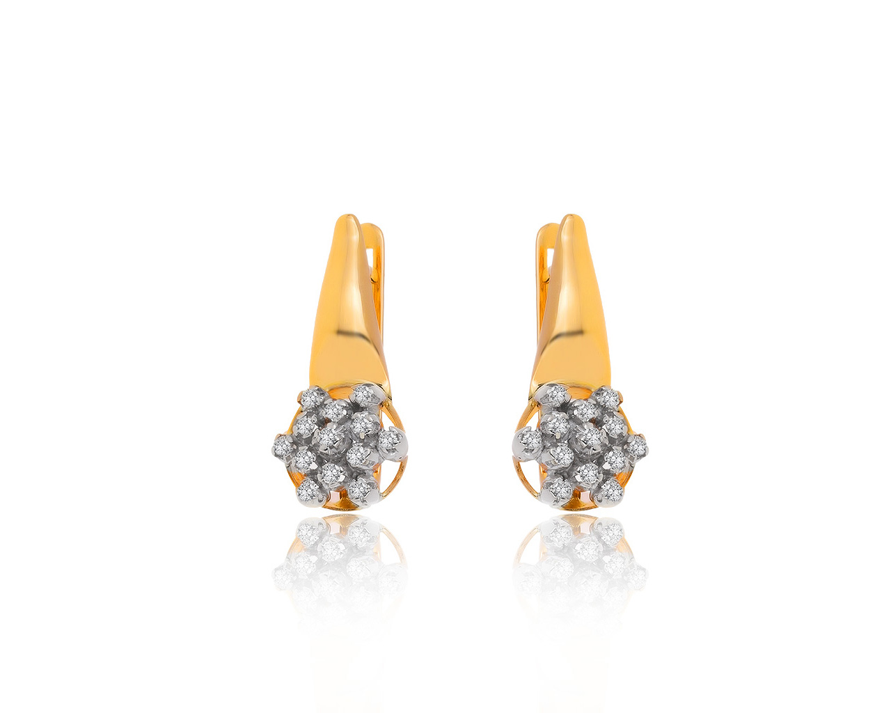 Потрясающие золотые серьги с бриллиантами 0.33ct 100320/17 Потрясающие золотые серьги с бриллиантами 0.33ct 100320/17