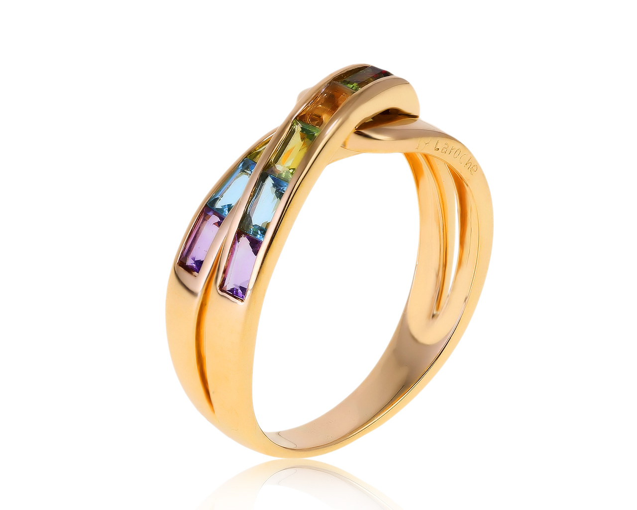 Оригинальное золотое кольцо с цветными камнями 0.73ct Guy Laroche 111120/2