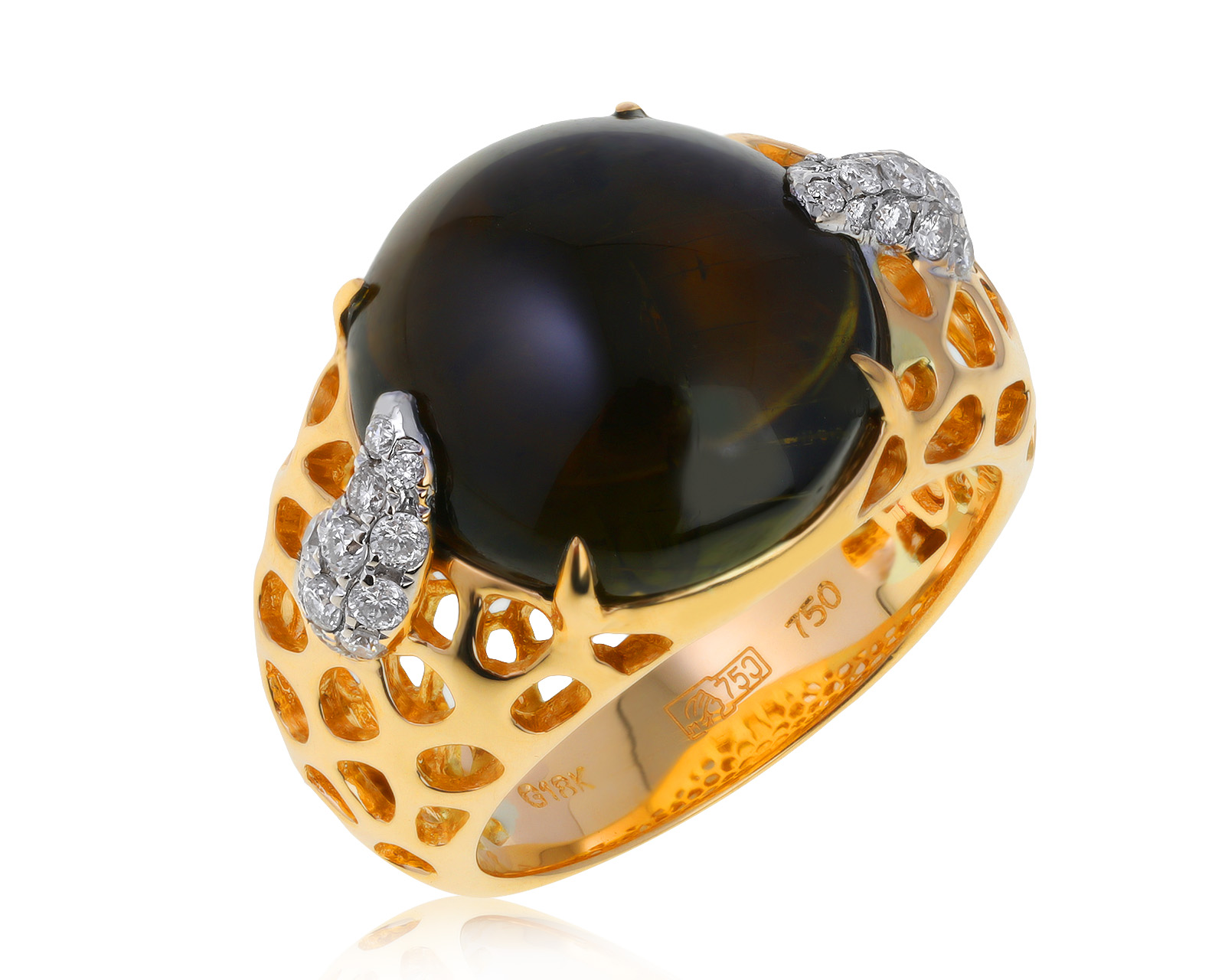 Великолепное золотое кольцо с турмалином 7.28ct