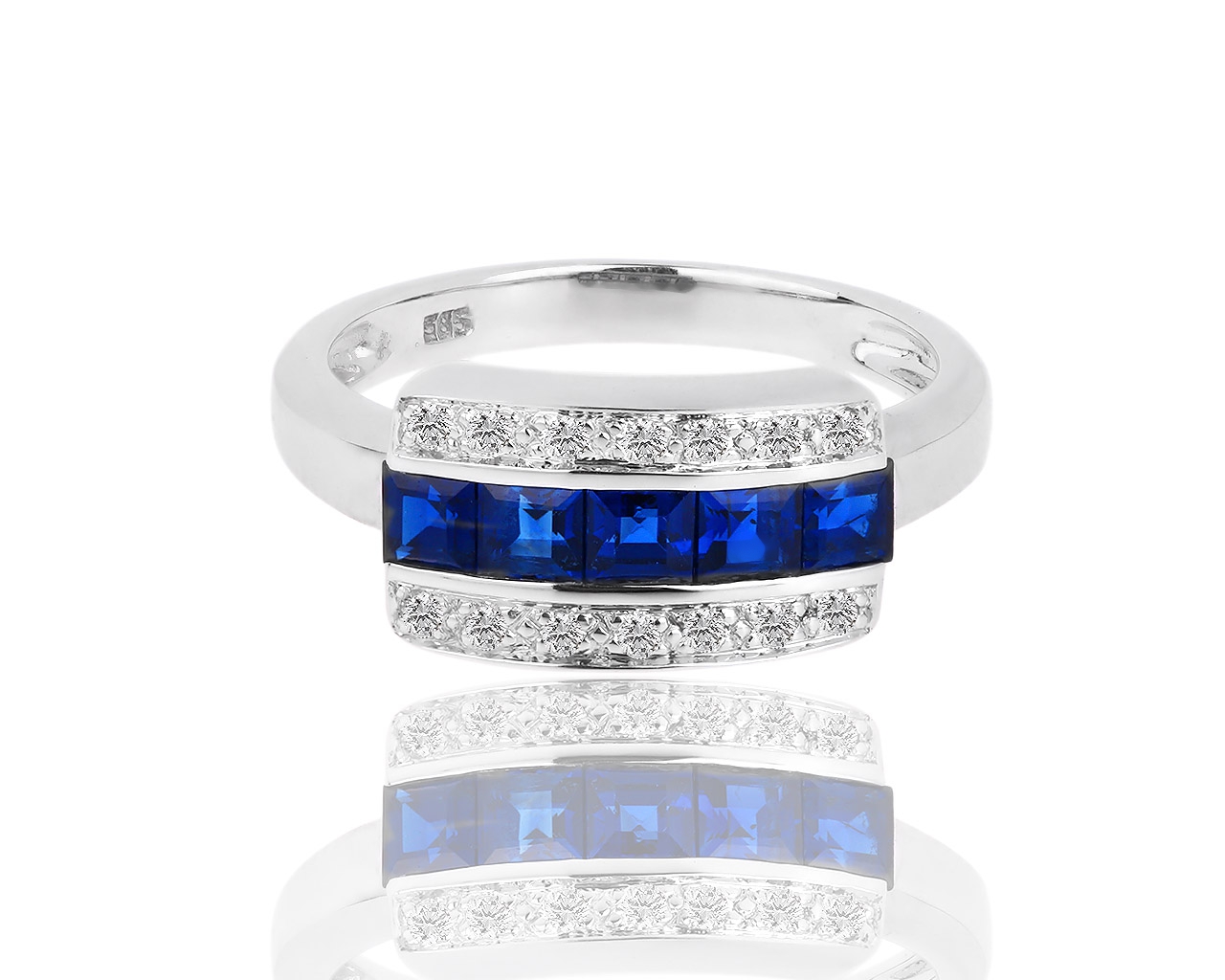 Золотое кольцо с бриллиантами 0.17ct и сапфирами 1.13ct 170818/4