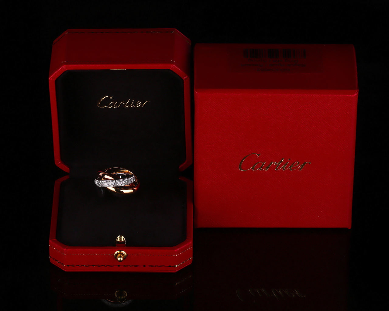 Золотое кольцо с бриллиантами 0.99ct Trinity De Cartier