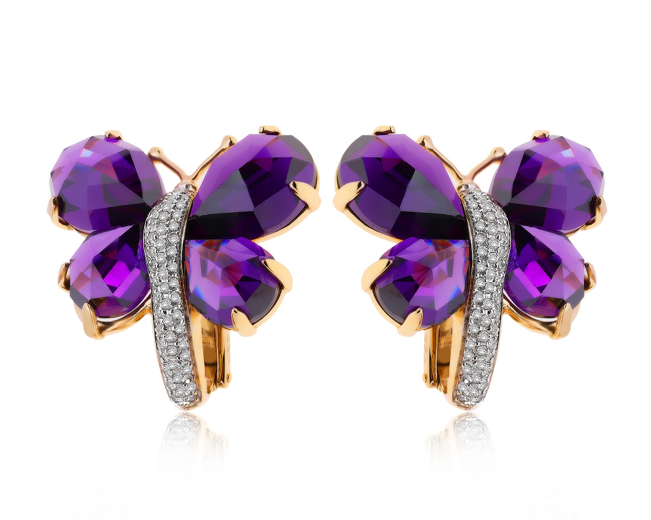 Превосходные золотые серьги с аметистами 25.00ct 150920/9