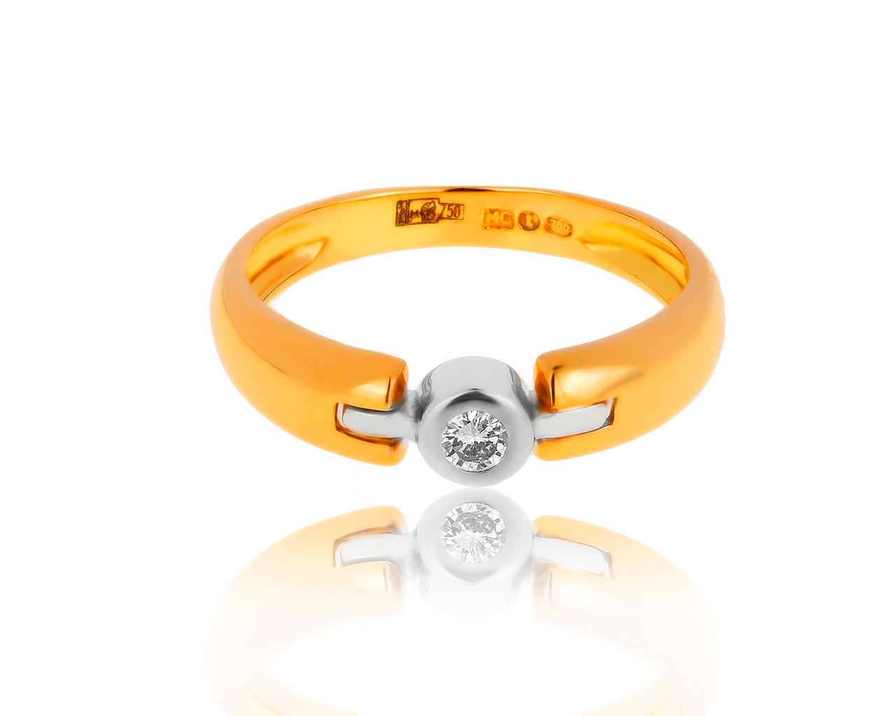 Стильное золотое кольцо с бриллиантом 0.07ct 280318/11 Стильное золотое кольцо с бриллиантом 0.07ct 280318/11