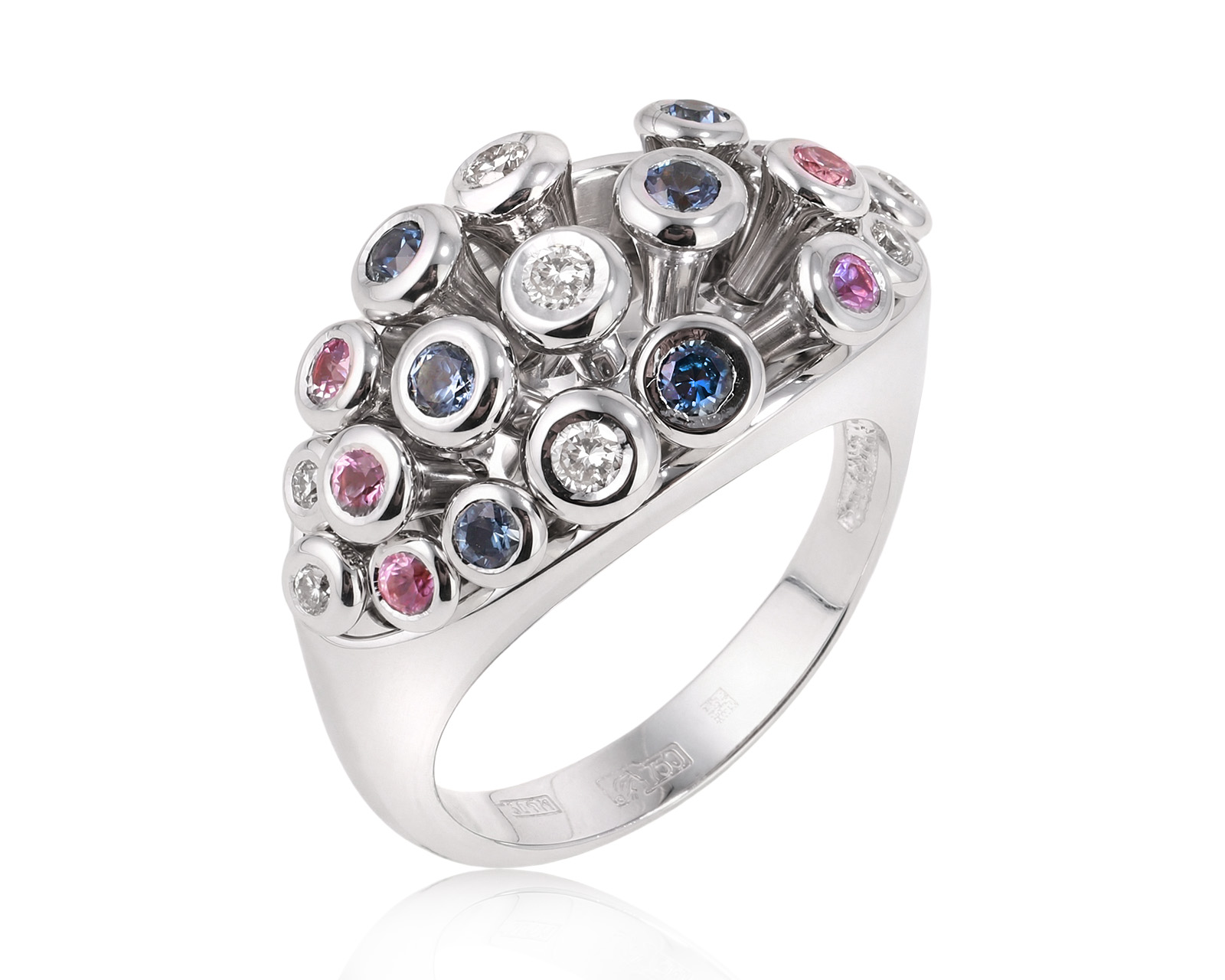 Золотое кольцо с сапфирами 0.56ct и бриллиантами 0.18ct 141225/6