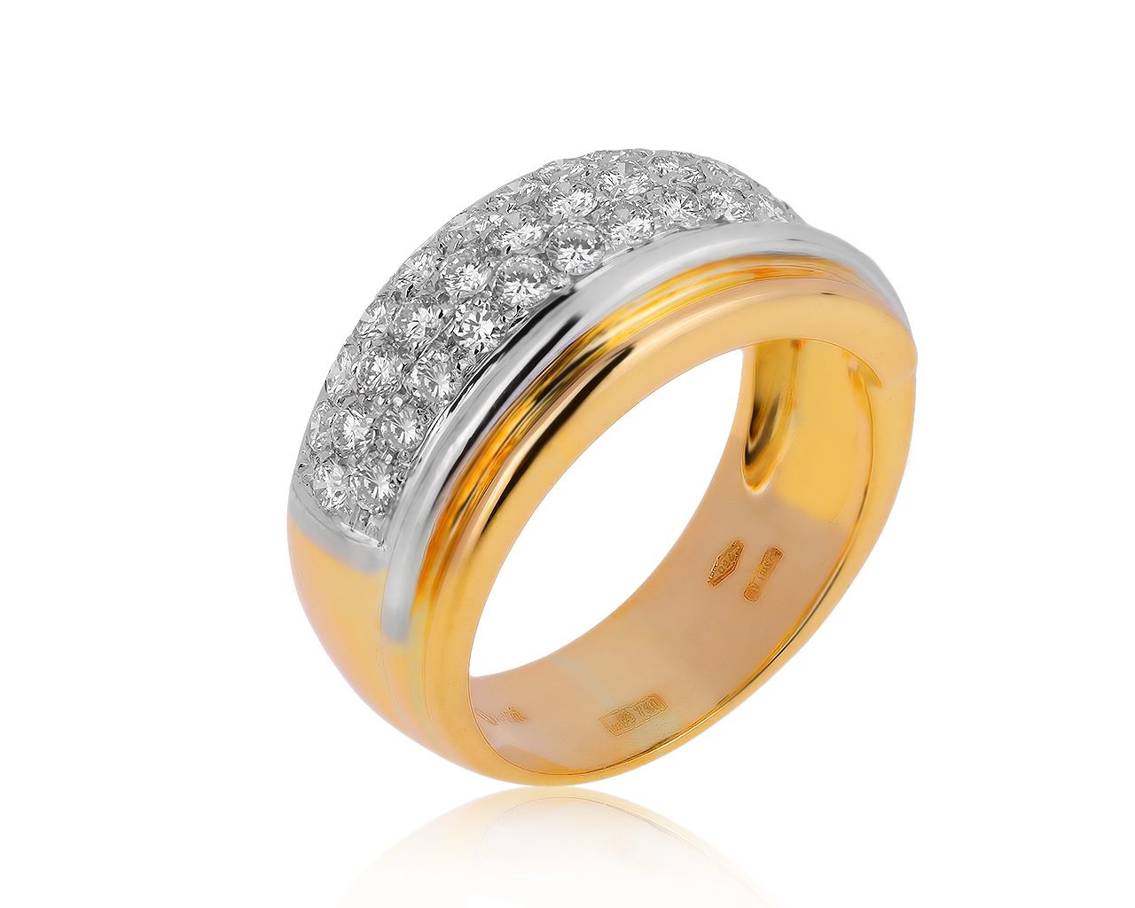 Оригинальное золотое кольцо с бриллиантами 0.80ct Damiani
