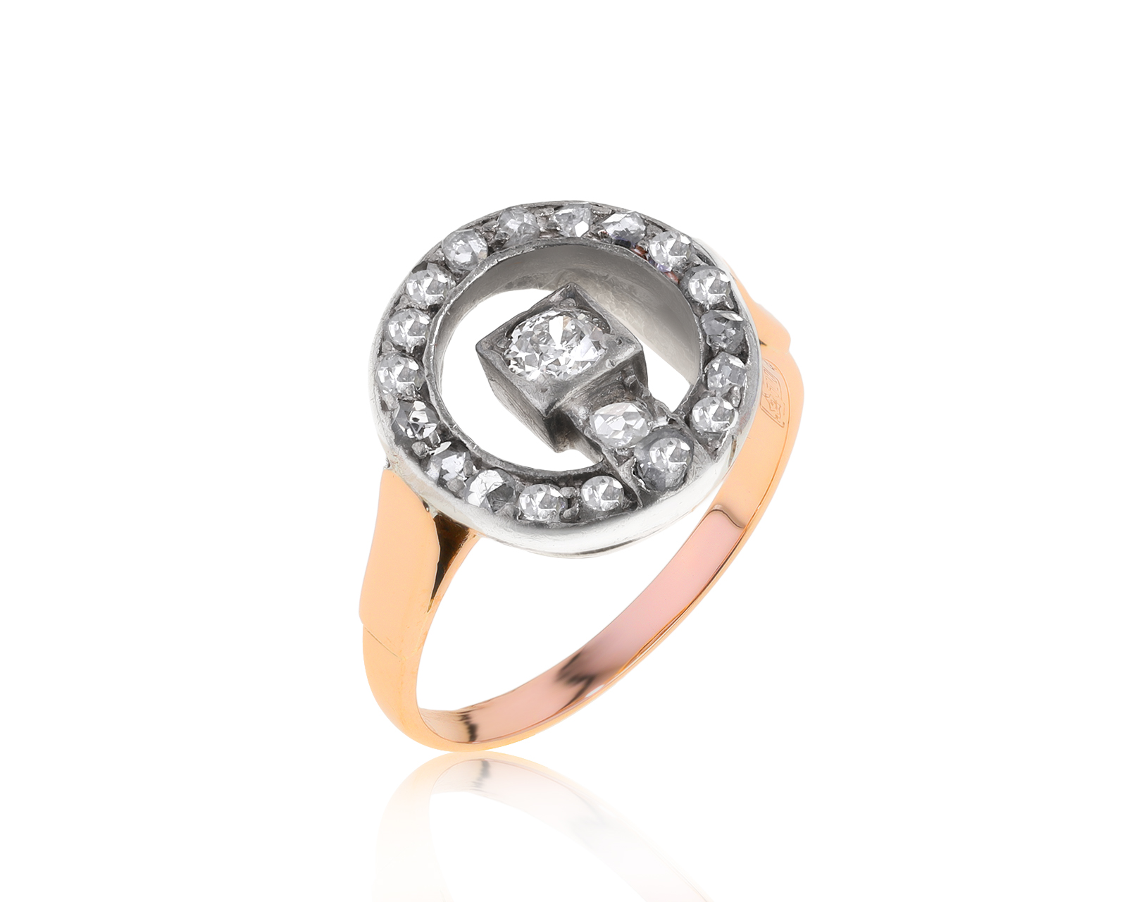 Винтажное золотое кольцо с бриллиантом 0.21ct СССР 240122/14 Винтажное золотое кольцо с бриллиантом 0.21ct СССР 240122/14
