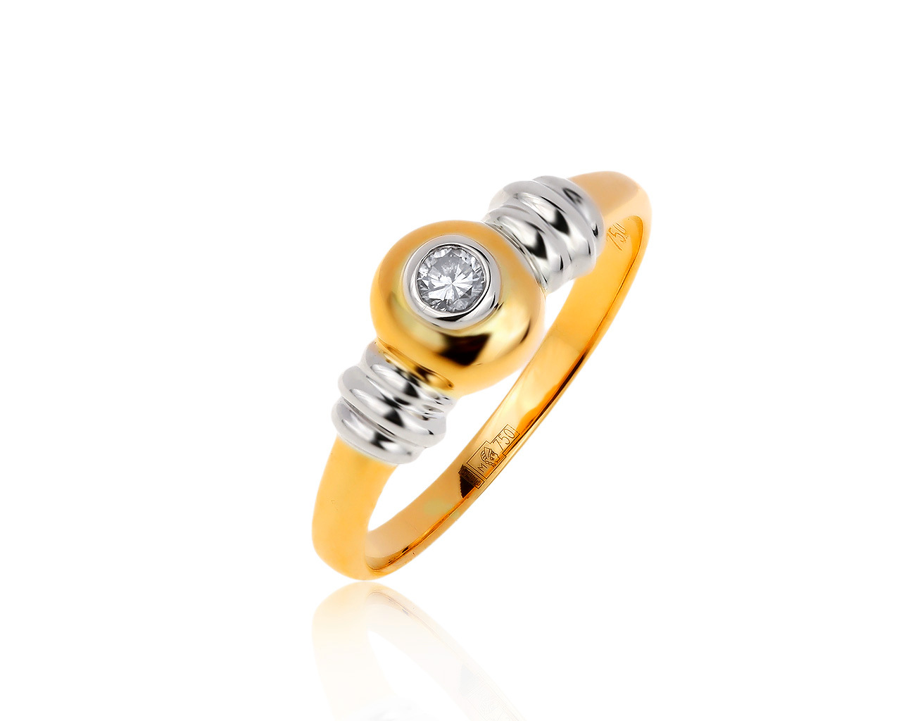 Оригинальное золотое кольцо с бриллиантом 0.07ct Tollet