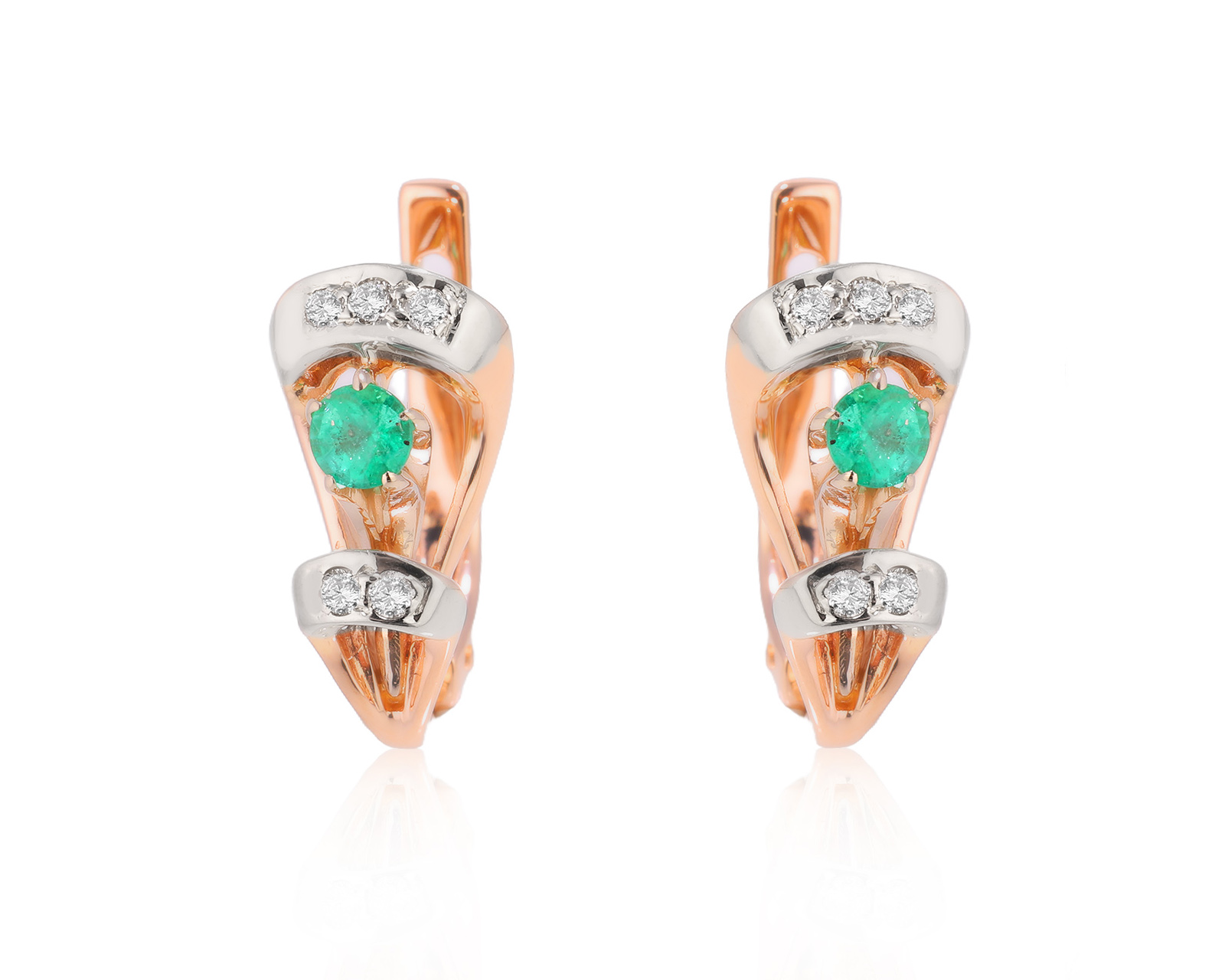 Золотые серьги с изумрудами 0.36ct и бриллиантами 0.12ct 250125/3 Золотые серьги с изумрудами 0.36ct и бриллиантами 0.12ct 250125/3