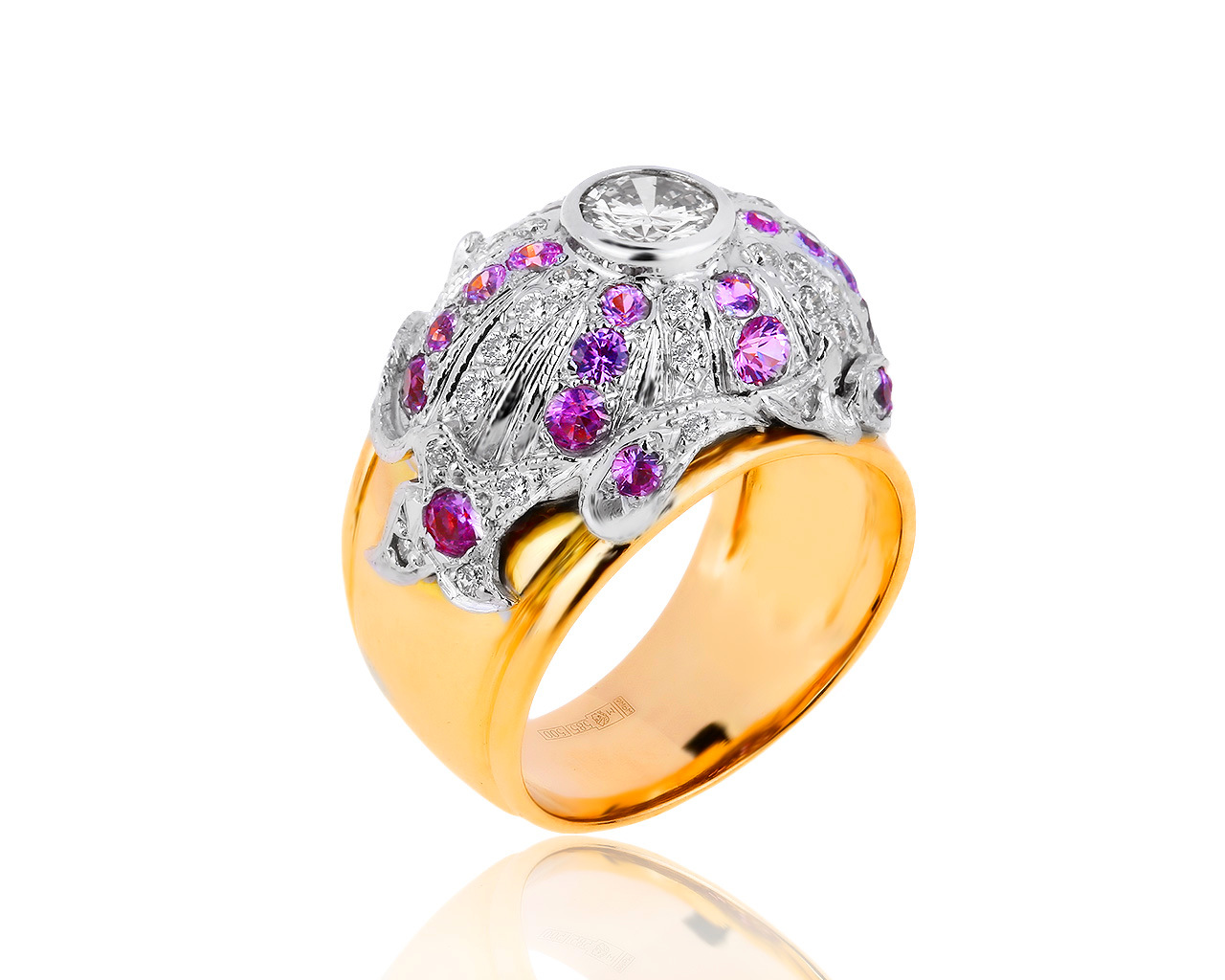 Изысканное золотое кольцо с бриллиантами 1.21ct 050419/5