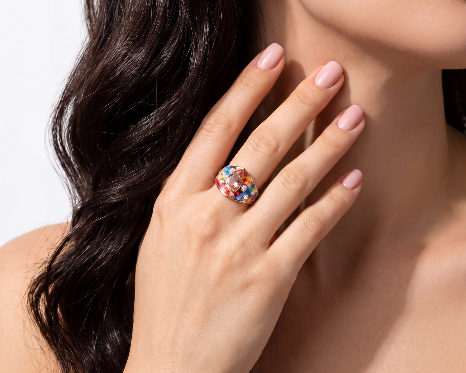 Золотое кольцо с морганитом 1.61ct и бриллиантами 0.16ct Evgeny Matveev